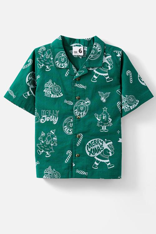 Cabana short sleeve shirt - deep mint/xmas