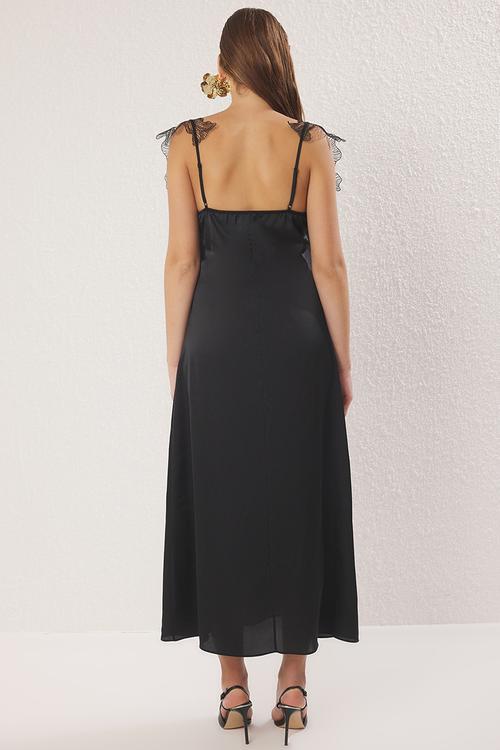 Lace Shoulder Detail Dress - black