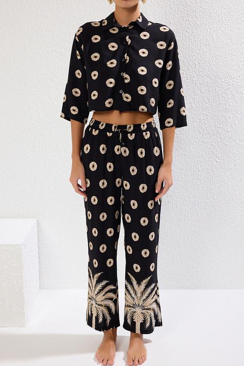 Tropical Patterned Shirt Trousers Beach Set