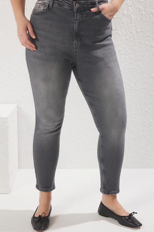 High waist stretch skinny jeans - grey