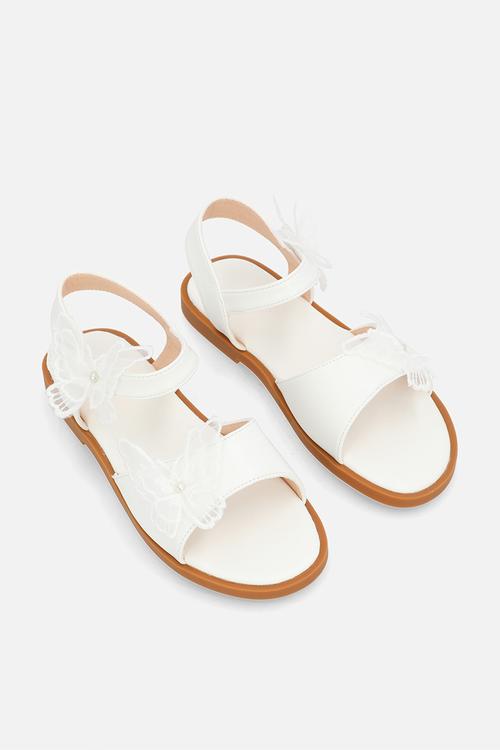 Butterfly applique sandals - white