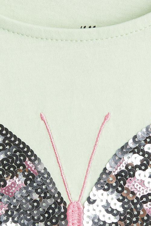 Sequin-motif top - light green/butterfly