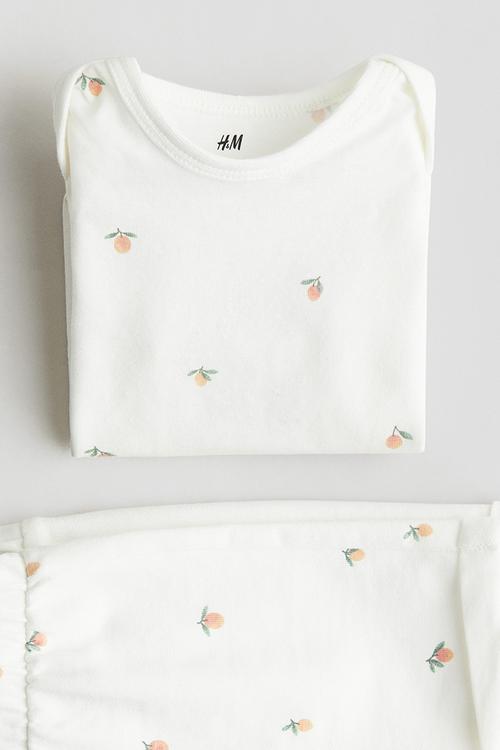 2-Piece cotton set - white mangoes