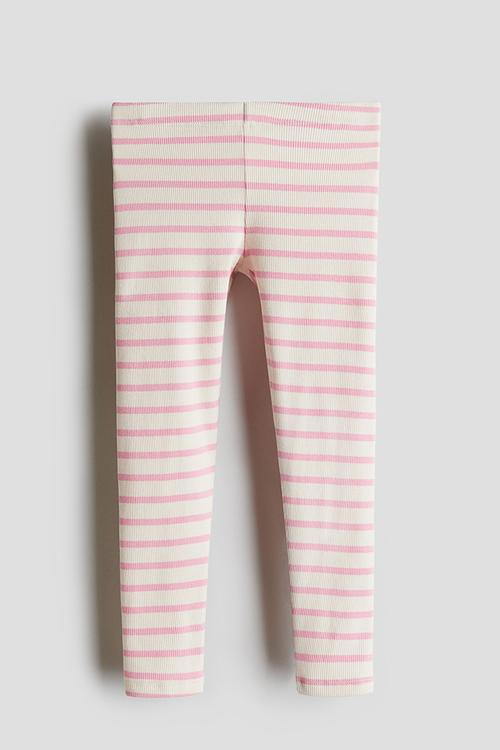 Ribbed jersey leggings - light pink striped