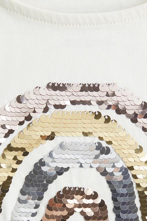 Sequin-motif top - white rainbow