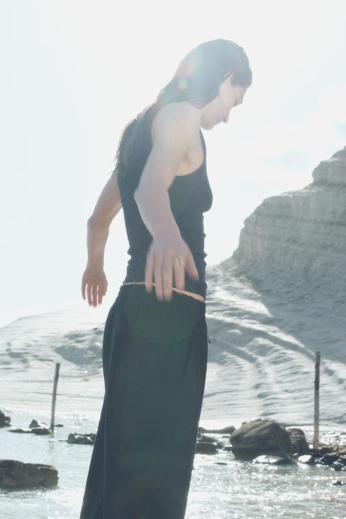 Cropped linen-blend trousers - navy blue