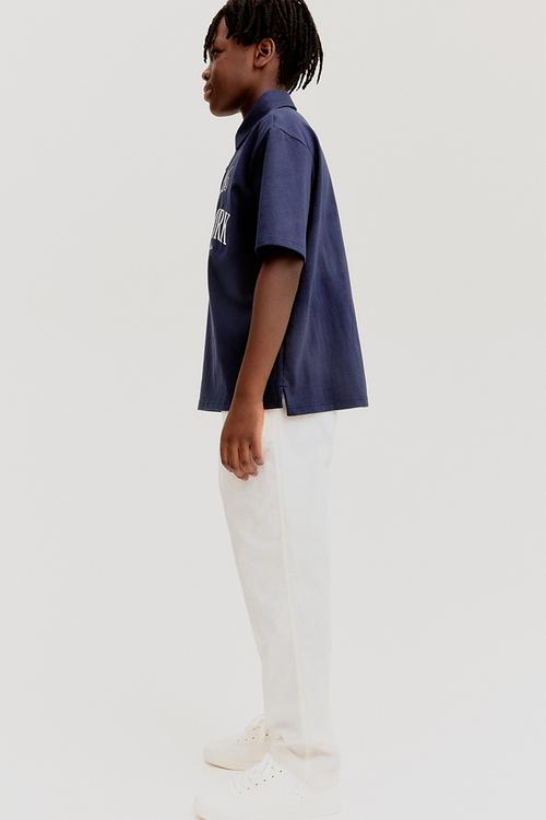 Text-motif polo shirt - navy blue new york 