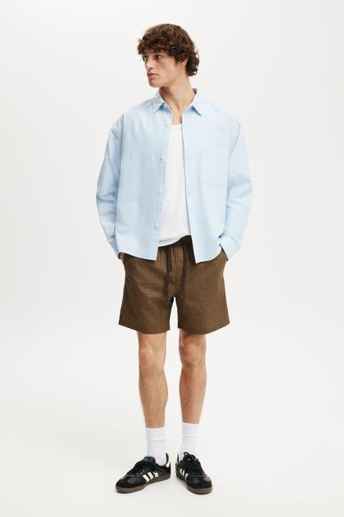 Easy Short - Brown Seersucker Check