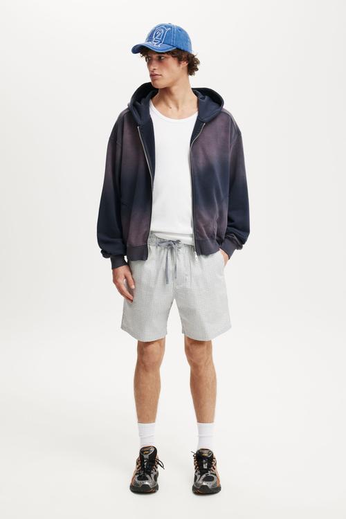 Easy Short - Mid Blue Seersucker Check