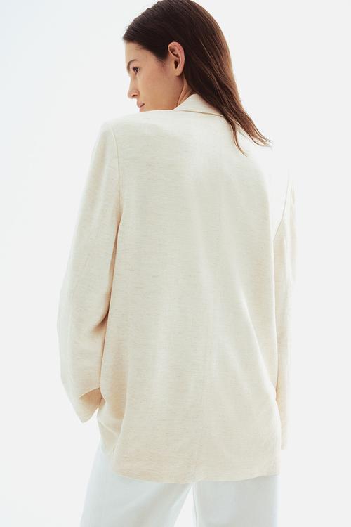 Linen-blend blazer - light beige