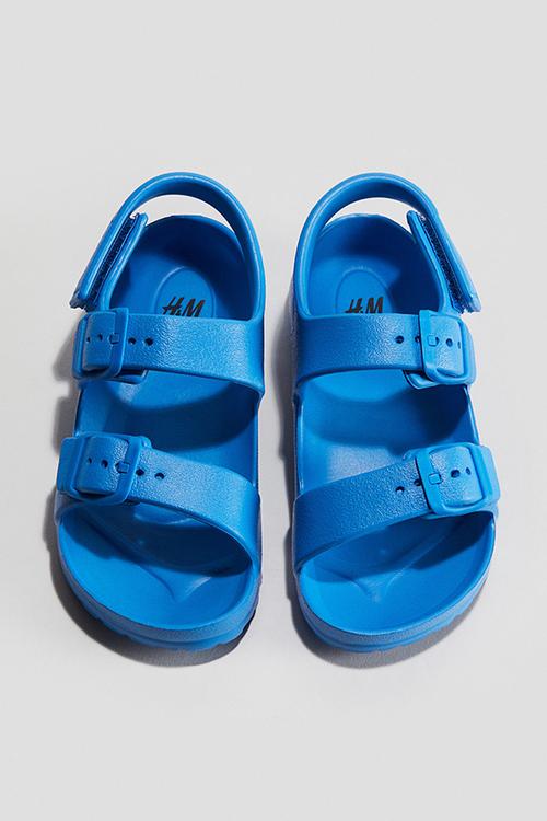 Two-strap pool shoes - bright blue