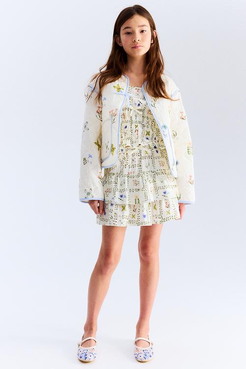 Printed tiered skirt - white floral