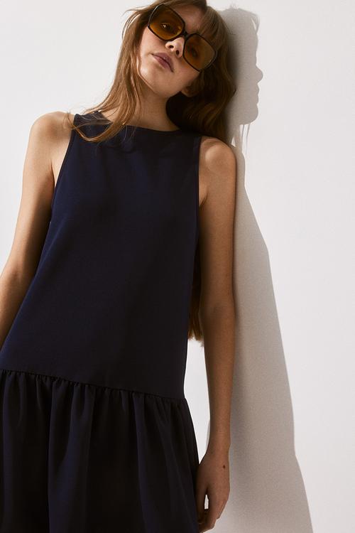 Sleeveless jersey dress - navy blue