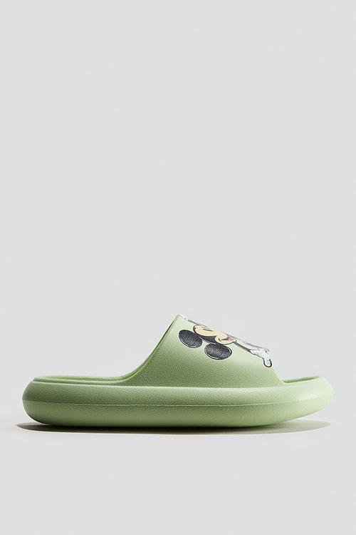 Chunky pool shoes - light green & mickey mouse