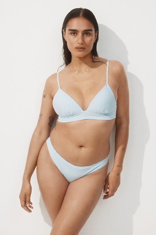 Push-up bikini top - light blue/striped