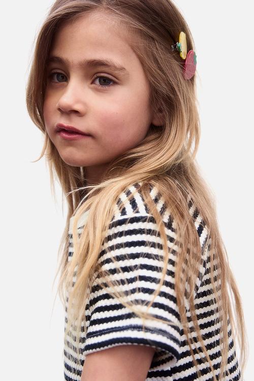 Jersey dress - white & navy blue striped
