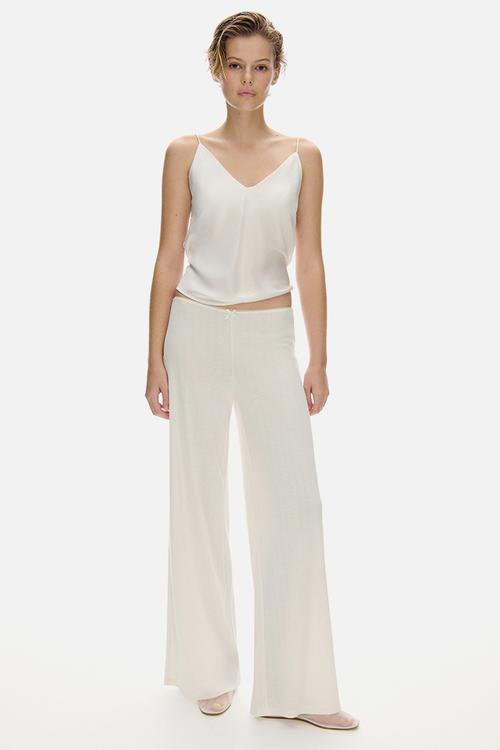 Pointelle jersey trousers - white
