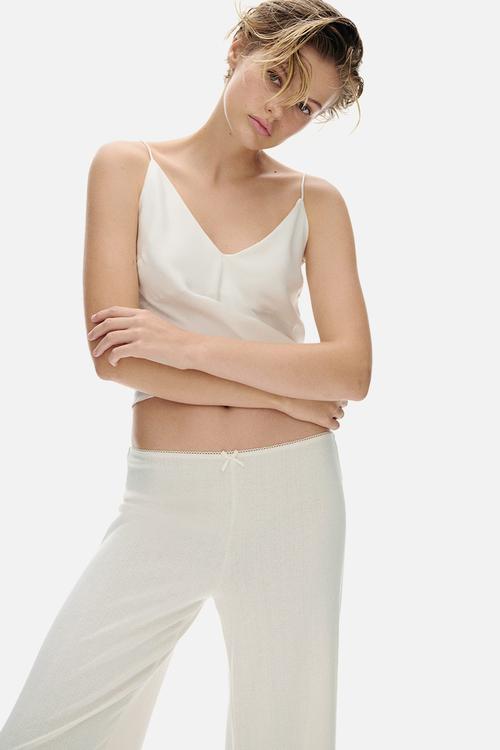Pointelle jersey trousers - white