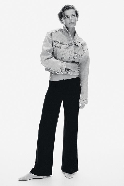 Pointelle jersey trousers - navy blue