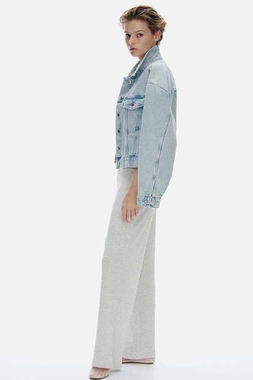 Pointelle jersey trousers - light grey marl