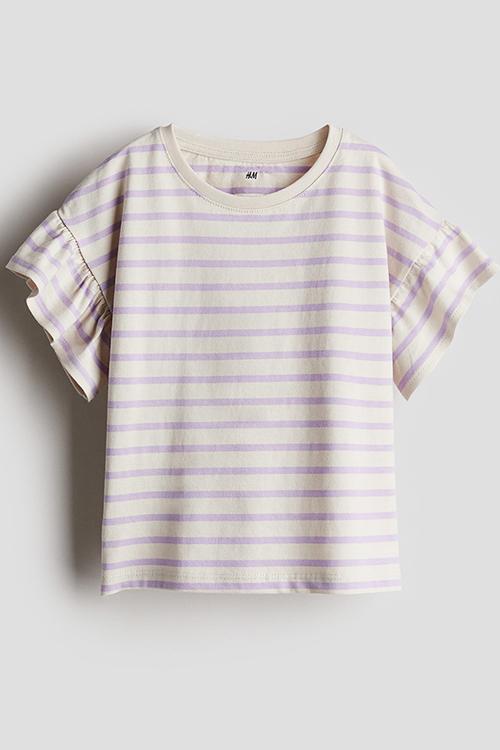 Cotton top - light beige striped 