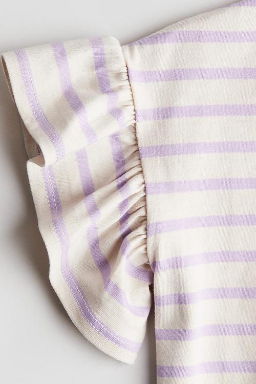 Cotton top - light beige striped 