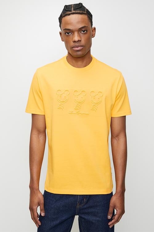 Trio Bears Embossed Tee Shirt - Banana