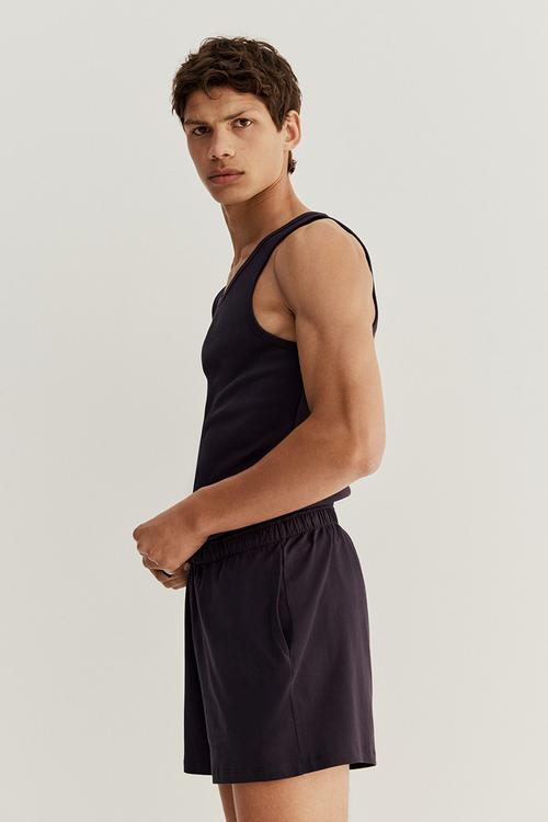 Cotton pyjama vest top and shorts - blue
