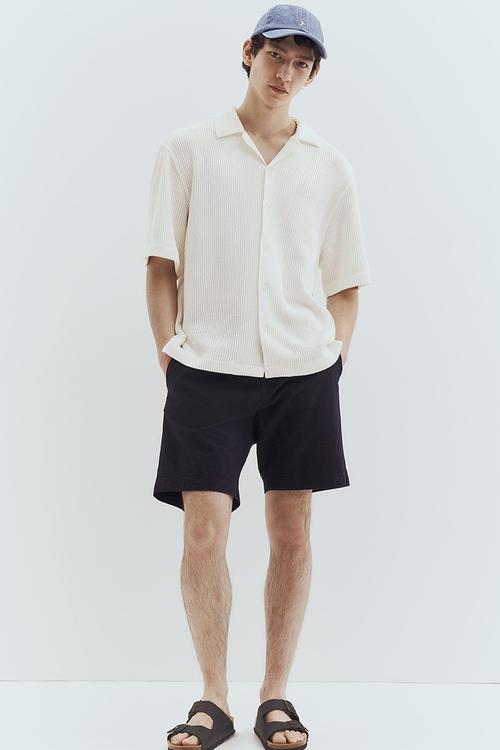 Loose fit ribbed resort shirt - white