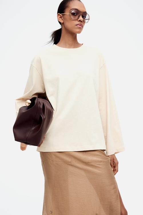 Loose-fit cotton top - light apricot