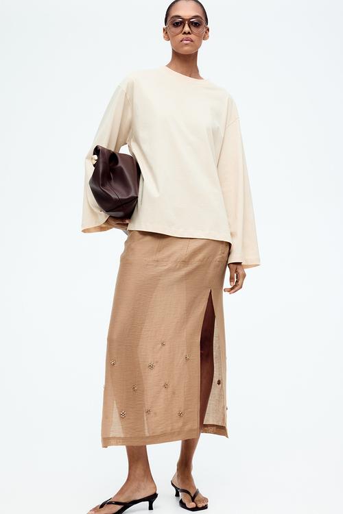 Loose-fit cotton top - light apricot