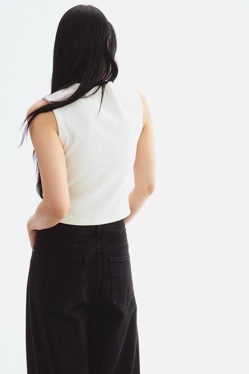 Rib-knit waistcoat - white