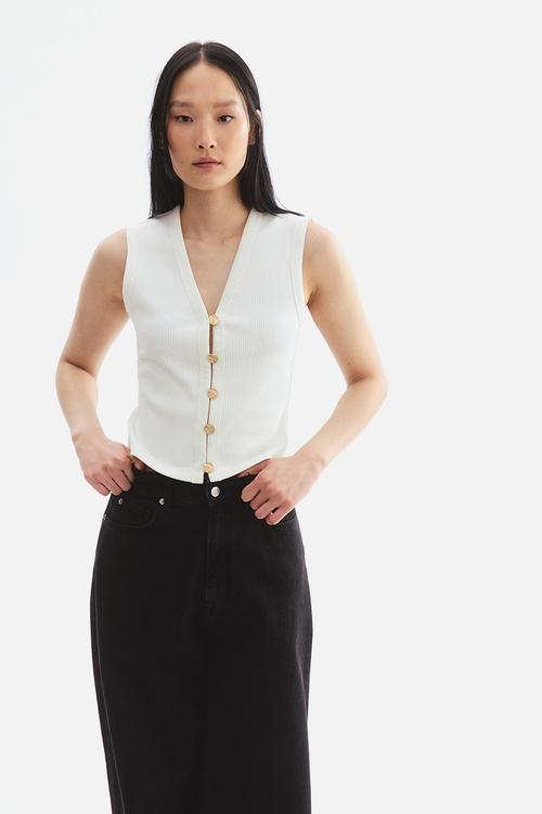 Rib-knit waistcoat - white