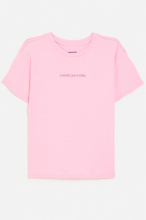 Literally just a girl slogan tee - pink