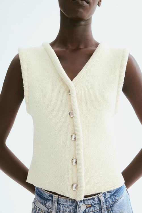 Knitted waistcoat -  light beige
