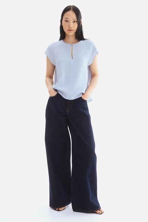 Crêpe blouse -  light blue 