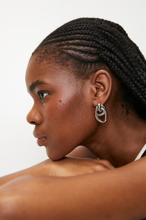 Elena double hoop earrings - silver