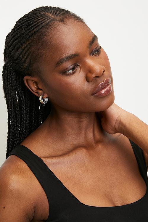 Jean two tone double hoop earrings-multi