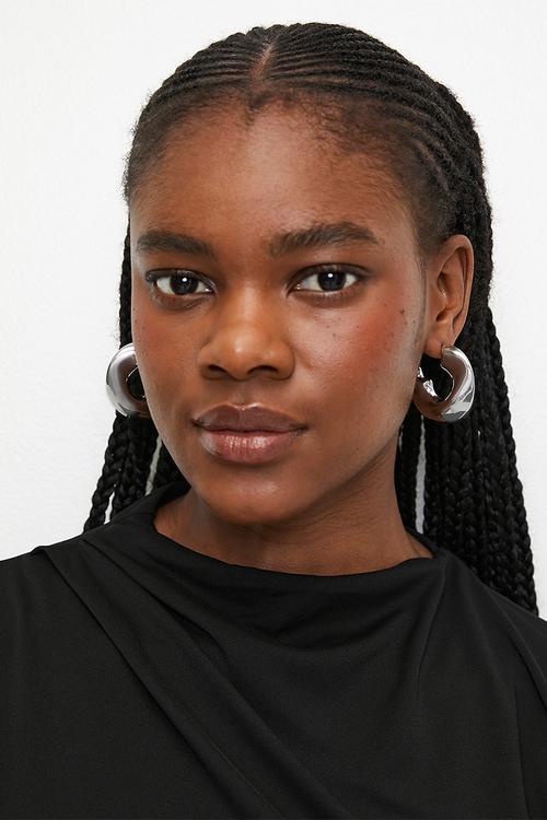 Iris chunky hoop earrings-silver