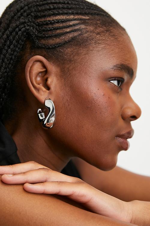 Iris chunky hoop earrings-silver