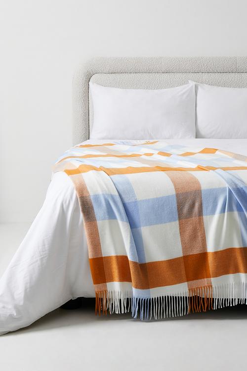 Check Weave Throw - Orange & Sky