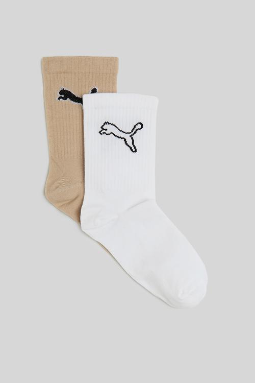 Ladies 2 pack cat logo low crew sock puma - brown
