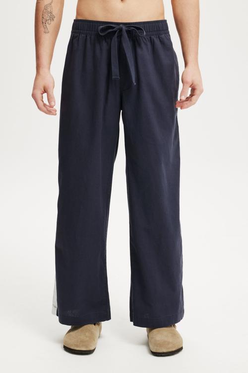 Super Baggy Easy Pant - Navy/Stone Side Stripe
