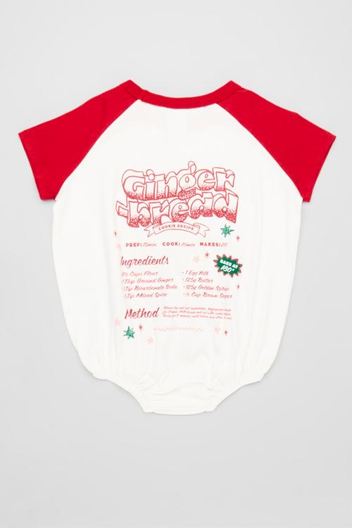 Baby bubbysuit family christmas - varsity red/gingerbread bakery