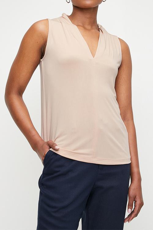 EXTEND SLEEVE V-NECK VEST - STONE