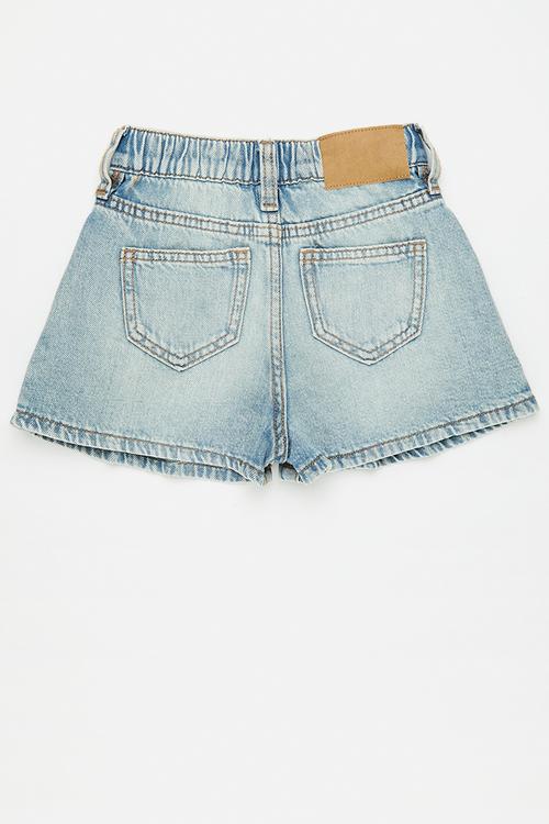 Sarai pleat front denim short - airlie light blue/studs
