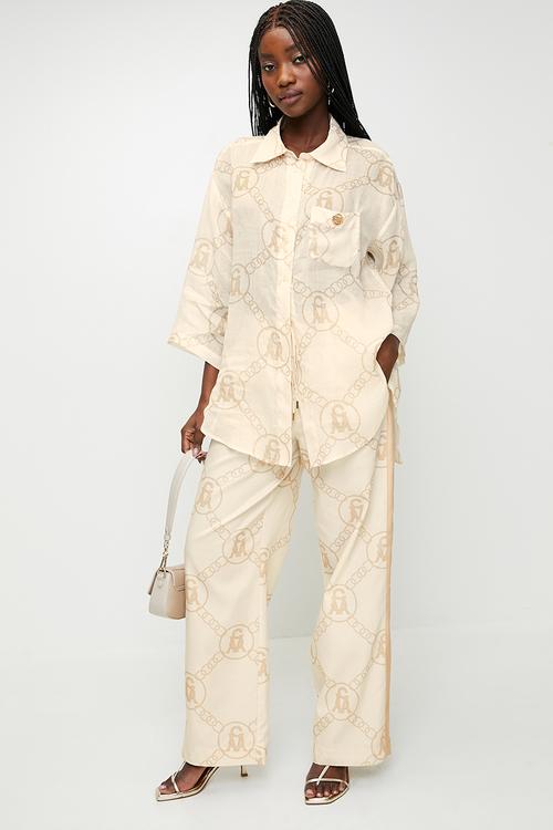 Ladies Brielle Wide Leg Pant - Stone