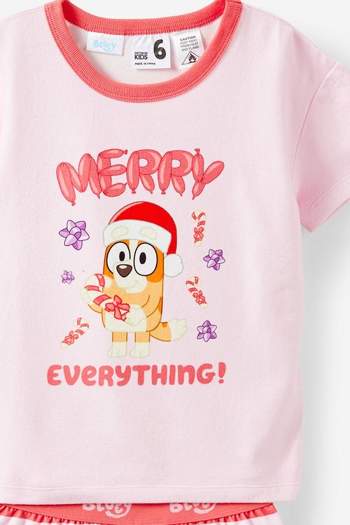 Dani short sleeve pyjama set licensed - lcn blu tea party pink/festive bingo