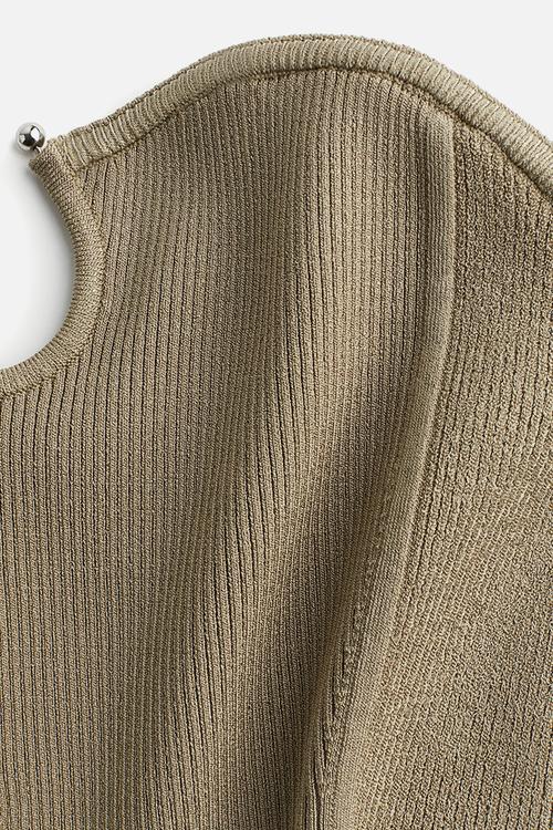 Rib-knit tube top - light khaki green