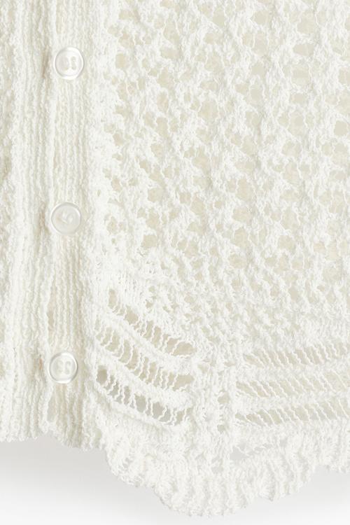 Crochet-look beach top - white